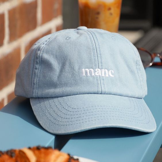 Manc Slogan Cap Light Blue