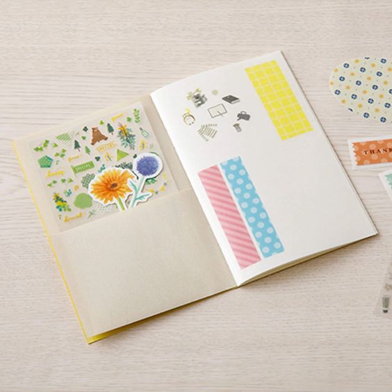 Midori Peelable Sticker Book Yellow