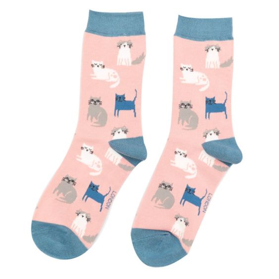Miss Sparrow Cute Kitten Pink Socks