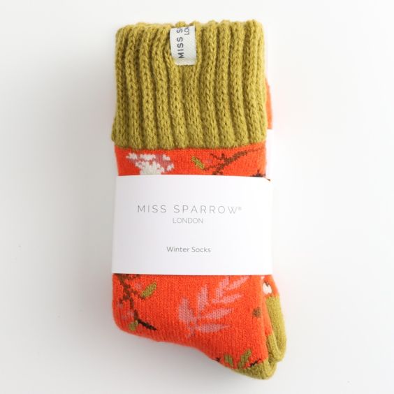 Miss Sparrow Thick Winter Socks Woodland Orange