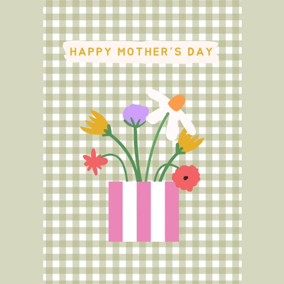 Vase Gingham Mother's Day Card