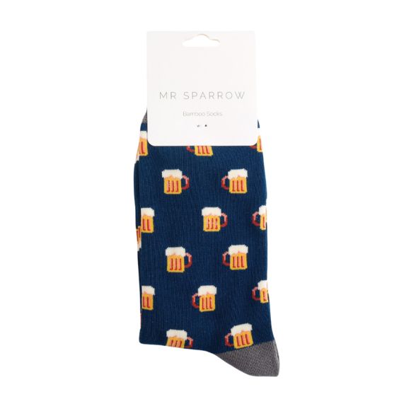 Mr Sparrow Beer Socks Navy
