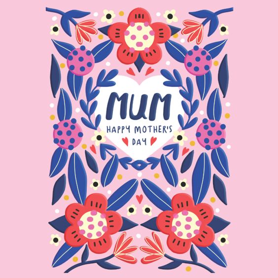 Mum Heart Floral Mother's Day Card