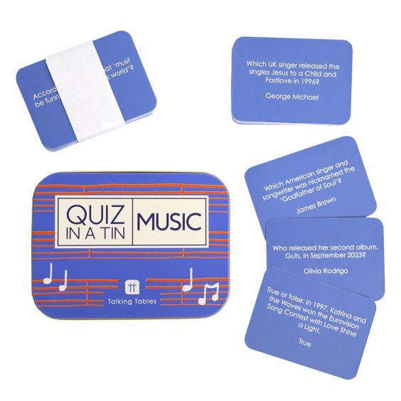 Music Trivia Quiz in a Tin