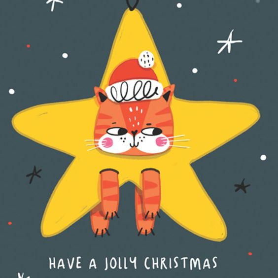Jolly Cat Christmas Card