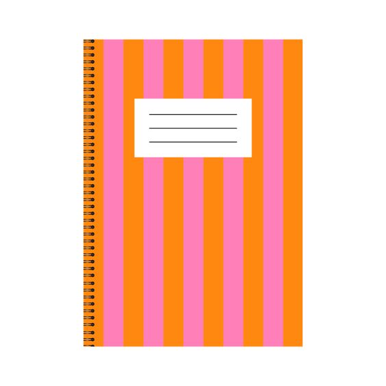 Orange & Pink Stripe A5 Notebook