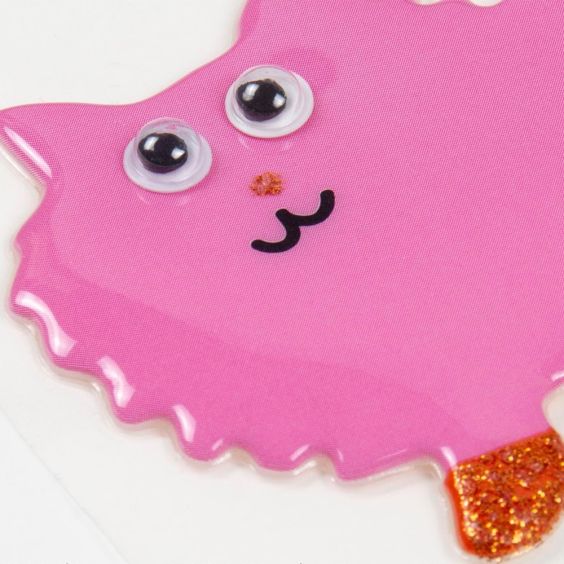 Greeting Life Puffy Toy Sticker - Pink Cat Red Socks
