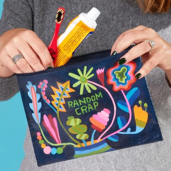 Blue Q Zip Pouch Random Crap Floral