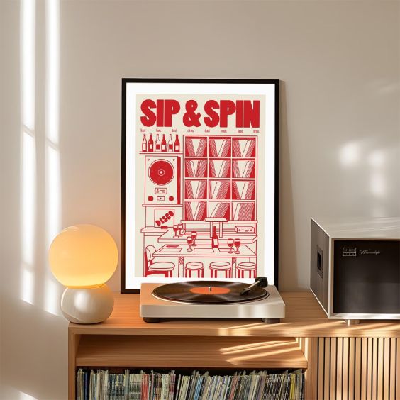 East End Prints Sip & Spin A3 Print