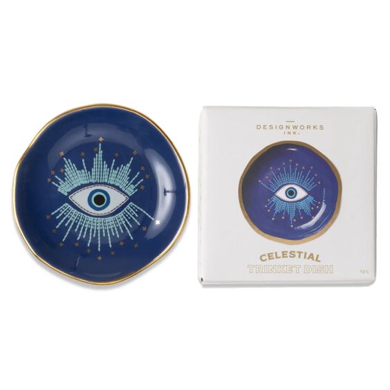 Blue Starry Eyed Round Trinket Dish