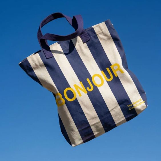 The General Classification Bonjour Striped Tote Bag - Natural & Navy