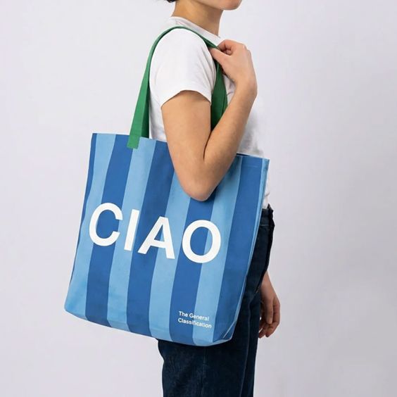 The General Classification Ciao Striped Tote Bag - Navy & Green
