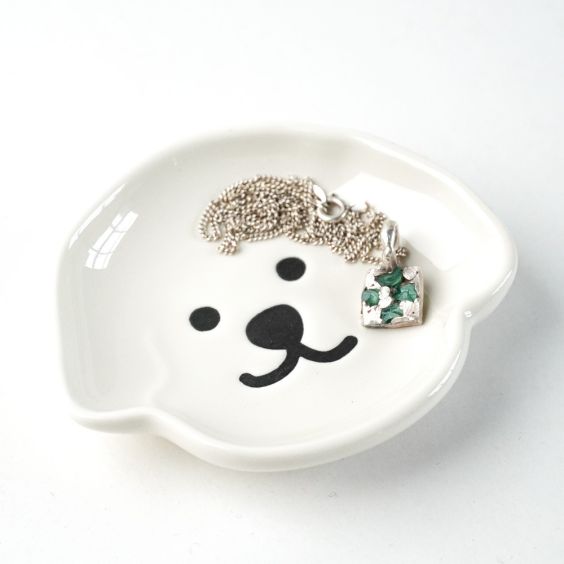 Ceramic Trinket Dish - White Dog