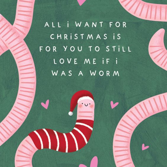Love Me Worm Christmas Card