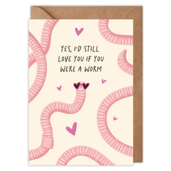 Love You Worm Valentines Card