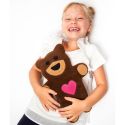 Leschi Teddy The Bear With Heart Warming Pad Pillow - Chocolate