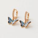Fable England Enamel Blue Butterfly Huggie Earrings