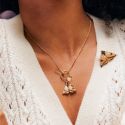 Fable England Enamel Moth & Leaf Charm Necklace