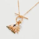 Fable England Enamel Moth & Leaf Charm Necklace