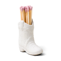 Cowboy Ceramic Boot Match Holder (25 Pcs) - White