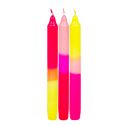 Marble 3 Tone Ombre Pink, Yellow & Orange Dinner Candles - 3 Pack