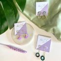 Aloë X Utility 24K Gold Plated Purple Moon Hoop Earrings