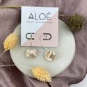 Aloë Silver Plated Peach Marble Disc Hoop Earrings