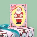 Pink Santa Christmas Card