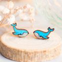 Robin Valley Hand Painted Blue Whale Earrings