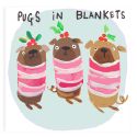 Pugs in Blankets Christmas Card