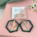 Aloë 24k Gold Plated Green Triple Charm Hoop Earrings