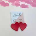 Aloë Acrylic Red Heart Hoop Earrings