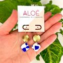 Aloë Gold Plated Blue & White Terrazzo Drop Hoops
