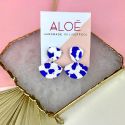 Aloë Terrazzo Blue & White Clay Dangle Studs