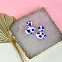 Aloë Terrazzo Blue & White Clay Dangle Studs