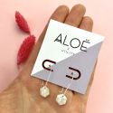 Aloë X Utility Silver Plated Mini White Hex Oval Hoops