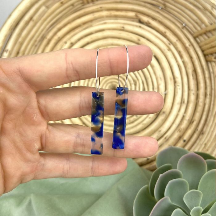 Aloe Blue Tortoiseshell Baton Earrings