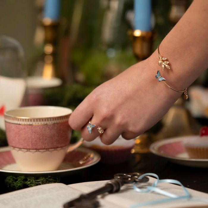 Fable England Enamel Blue Butterfly Bangle