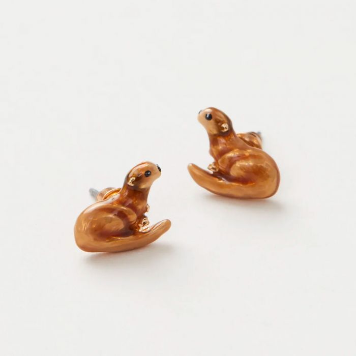 Fable England Enamel Otter Earrings