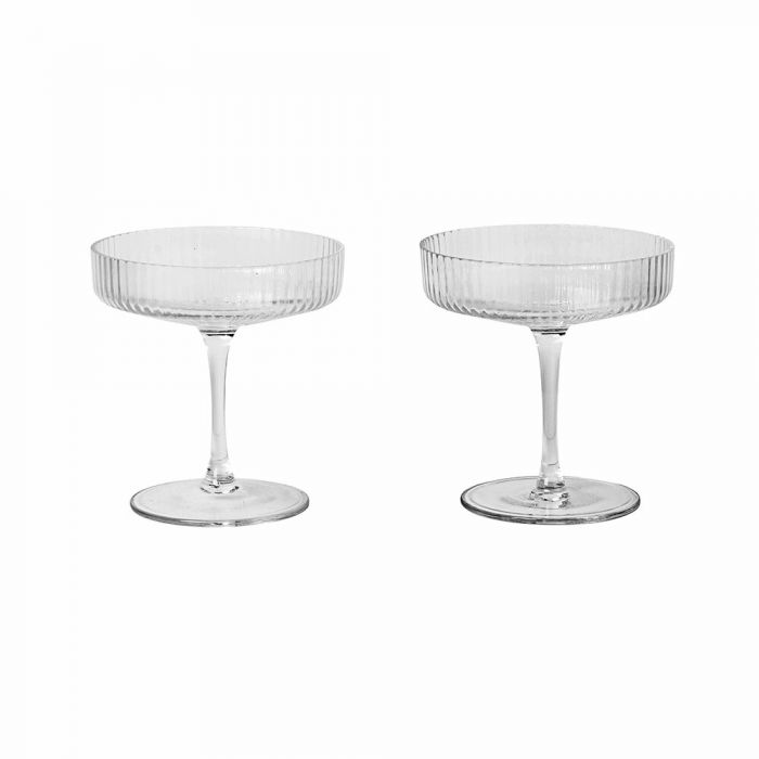 Ferm Living Ripple Champagne Saucers, Clear (Set of 2)