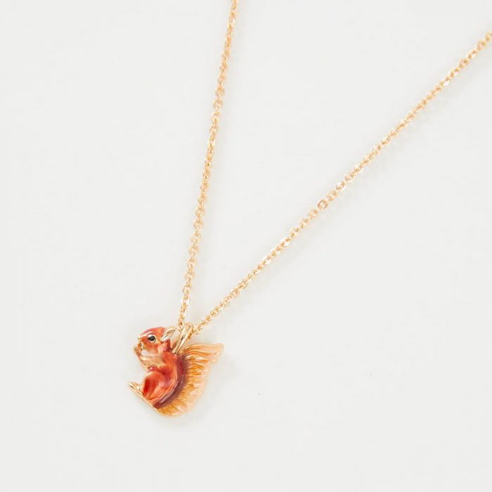 Fable England Enamel Red Squirrel Necklace