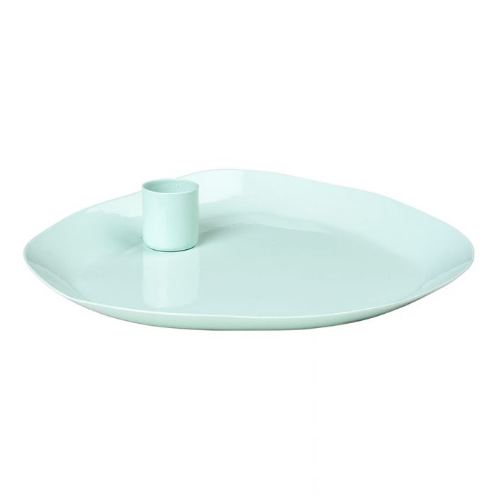 Broste Candle Plate Mie Iron 16cm - Light Turquoise