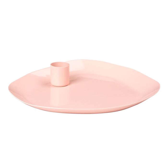 Broste Candle Plate Mie Iron 16cm - Pale Blush