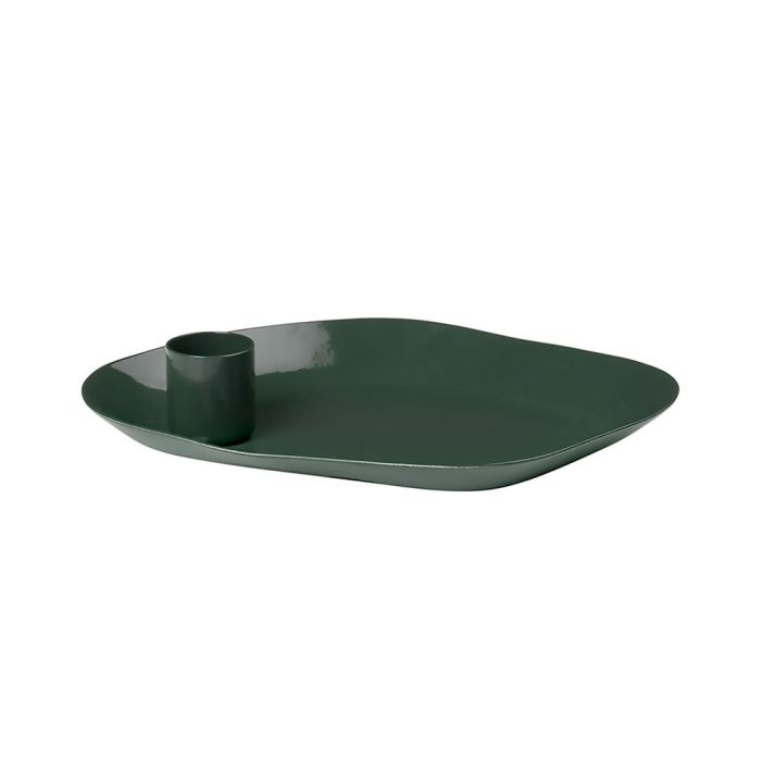 Broste Candle Plate Mie Iron 15cm - Forest Green