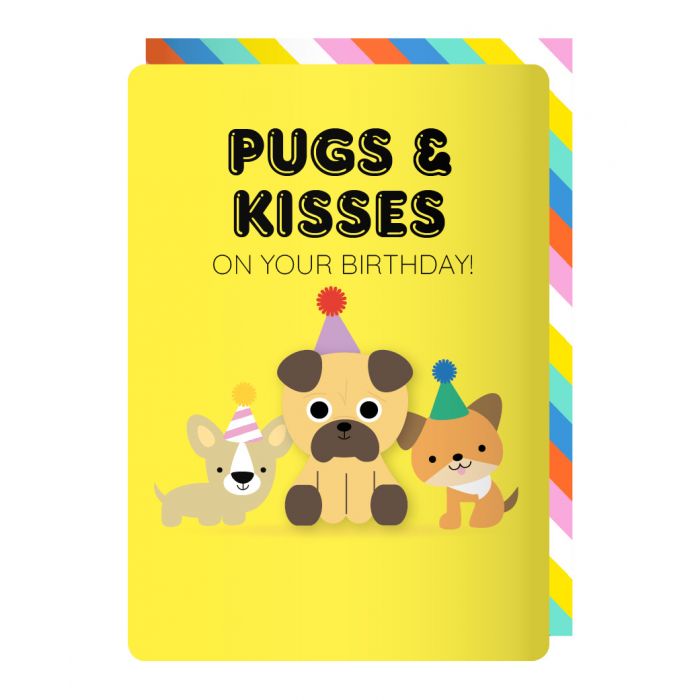 Pugs & Kisses Birthday Magnet Card