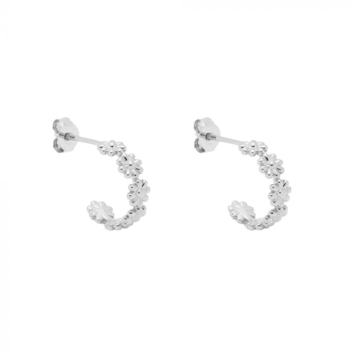 Estella Bartlett Silver Wildflower Daisy Chain Hoop Earrings