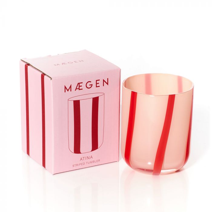 MAEGEN Atina Glass Tumbler - Pink & Red