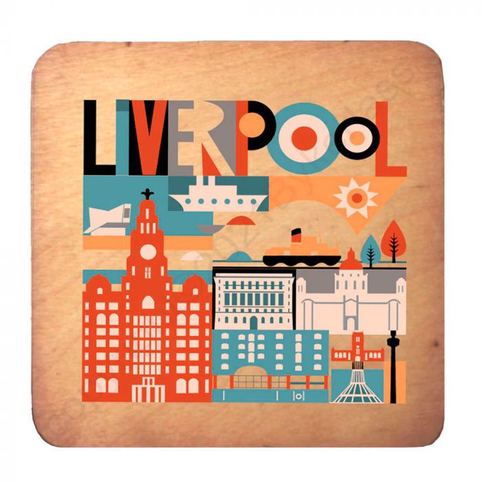 Liverpool City Brights Wooden Coaster