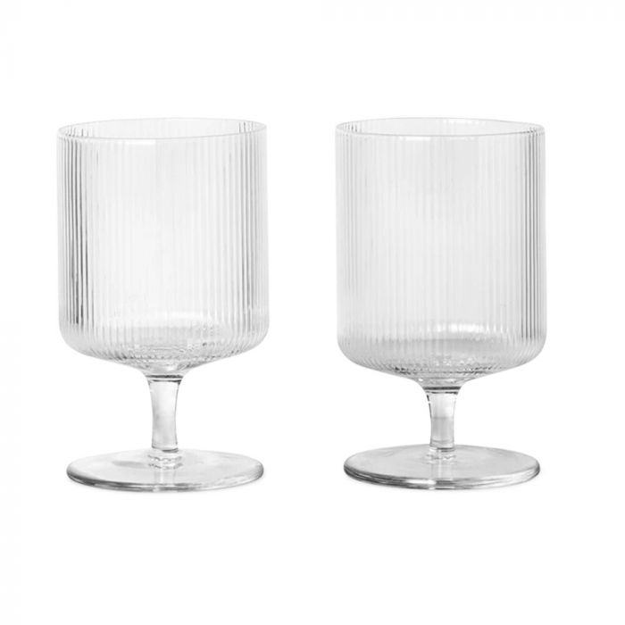 Ferm Living Wine Ripple Glasses, Clear (Set of 2)