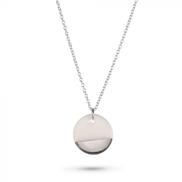 One & Eight Porcelain Silver Dipped Necklace